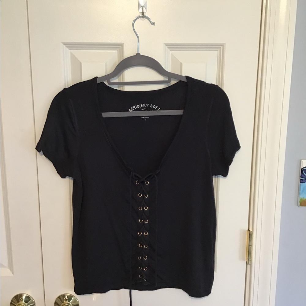 "Seriously Soft, Love This Lace Up" Aeropostal Top